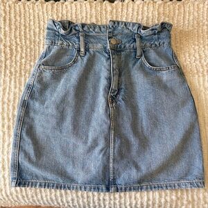 H&M Light Blue Denim Mini Skirt with Paperbag Waist